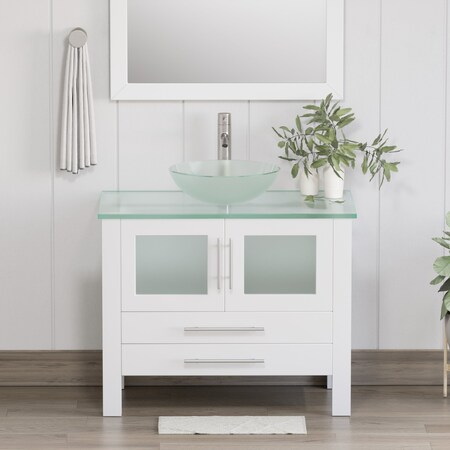 Cambridge Plumbing Complete 36 inch  Solid Wood  Vanity Set with Brushed Nickel Plumbing 8111BW-BN